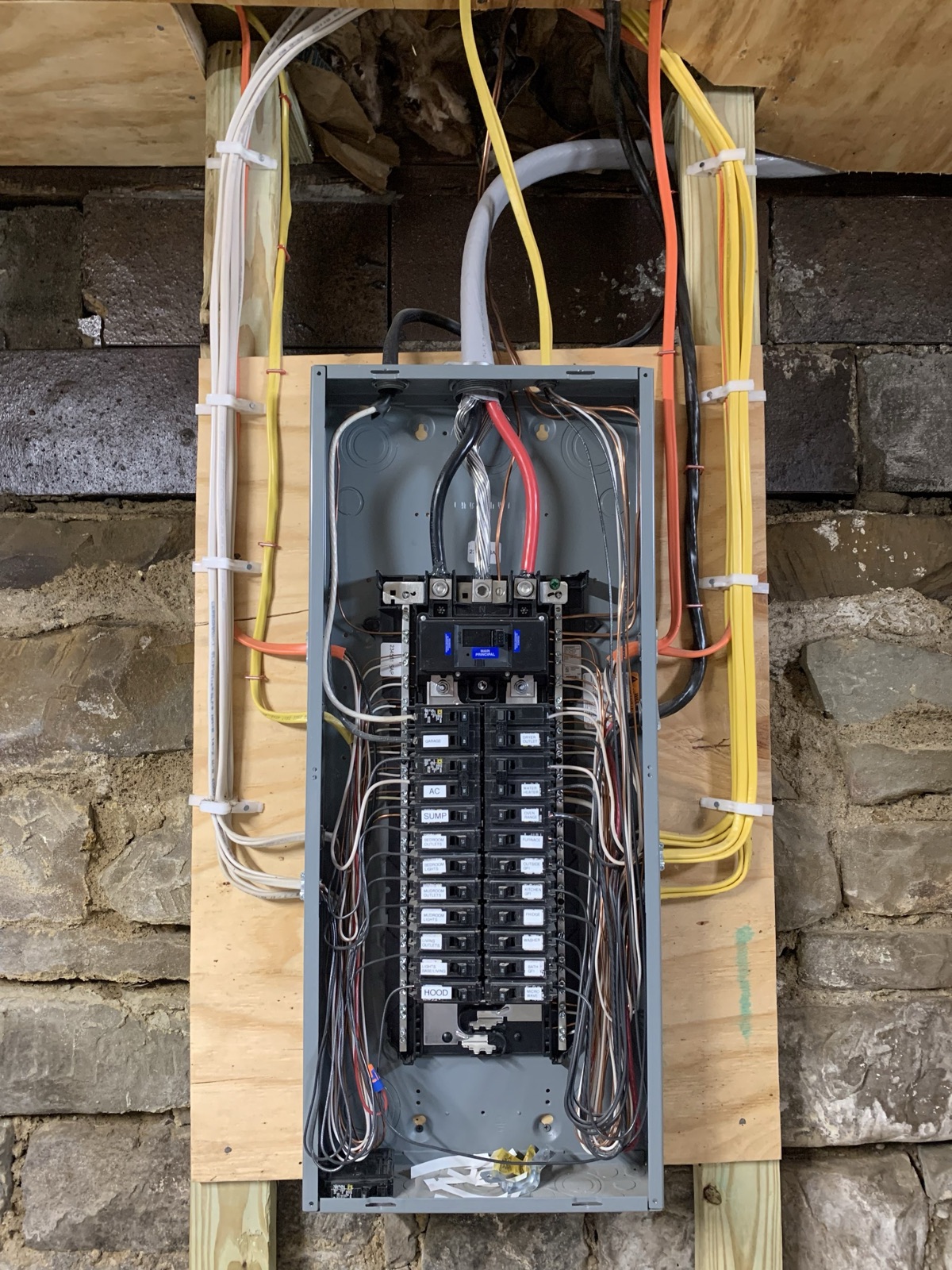 A precisely installed and labeled residential electrical panel